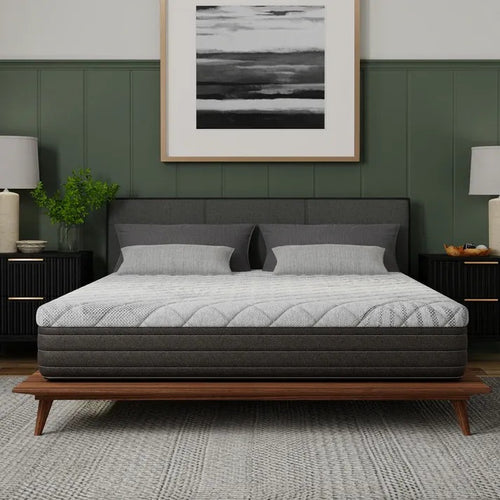 Doms 10 Inch Gel Infused Memory Foam Mattress Medium Front View in Bedroom