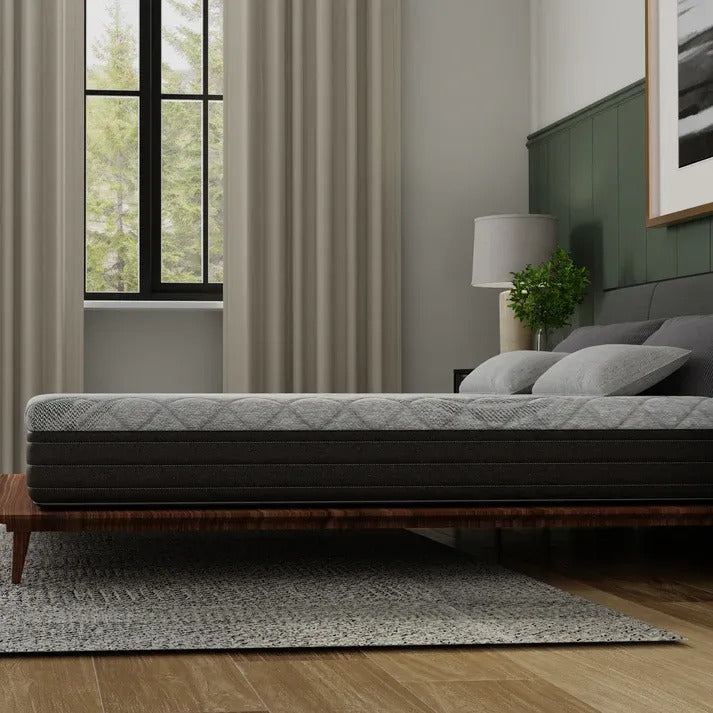 Doms 10 Inch Gel Infused Memory Foam Mattress Side View In Bedroom