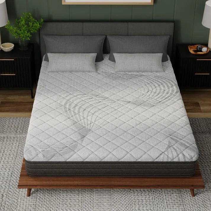 Doms 10 Inch Gel Infused Memory Foam Mattress Top View In Bedroom