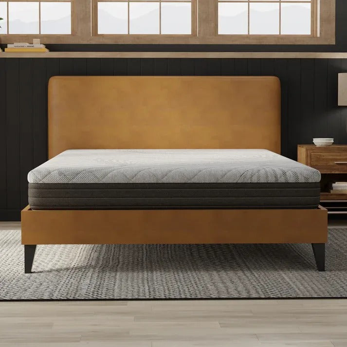 Doms 8 Inch Gel Infused Memory Foam Mattress Medium Firm Front View in Bedroom