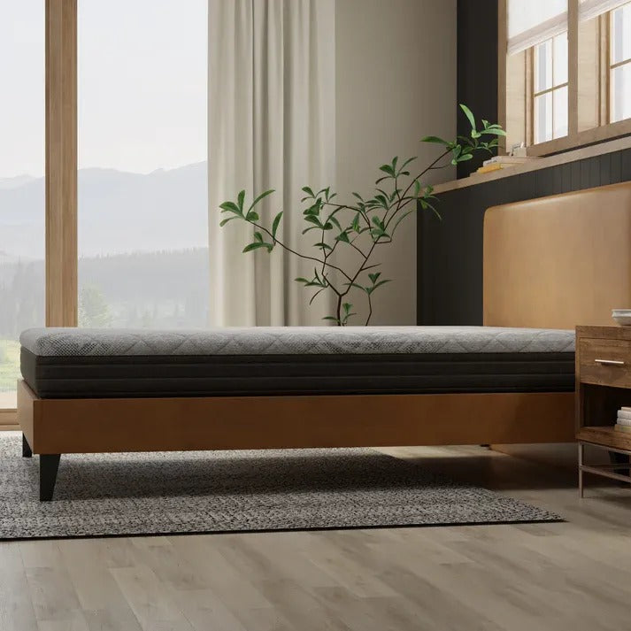 Doms 8 Inch Gel Infused Memory Foam Mattress Side View In Bedroom