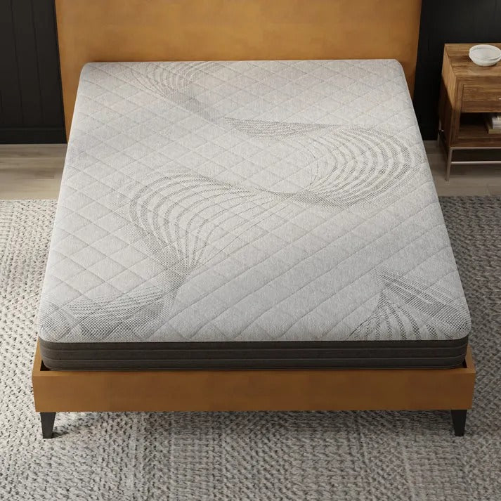 Doms 8 Inch Gel Infused Memory Foam Mattress Top View In Bedroom
