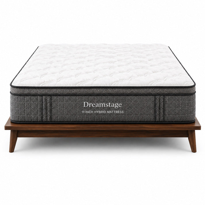 Doms Dreamstage 11 Inch Euro Top Hybrid Mattress Front View On White Background
